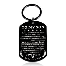 Load image into Gallery viewer, Gifts for Son Stocking Stuffers for Kids Son Gifts from Mom Inspirational Birthday Keychain for Stepson Adopted Son Boys Graduation Back to School College Students Gifts for Childs Teens