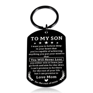 Gifts for Son Stocking Stuffers for Kids Son Gifts from Mom Inspirational Birthday Keychain for Stepson Adopted Son Boys Graduation Back to School College Students Gifts for Childs Teens