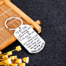 Load image into Gallery viewer, to My Daughter Keychain 16 18 Birthday Christmas Inspirational Gifts for Little Girls from Mom Dad Graduation Anniversary Valentine Day GIFS for Step Daughter Women Teen Girls Kids Keyring Jewelry