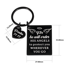 Load image into Gallery viewer, Christmas Gifts Bible Verse Keychain Religious Christian Prayer Gods Keyring for Women Men for He Will Order His Angels to Protect You Wherever You Go Faith Key Chain Thanksgiving Birthday Christmas Easter Prayer Gifts