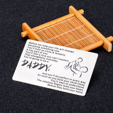 Load image into Gallery viewer, Inspirational Engraved Wallet Inserts to My Son Christmas Gifts with Motivational Quote Men Wallet Insert Cards for Birthday Graduation Gifts Before Too Long Your Life Will Change Wallet Card