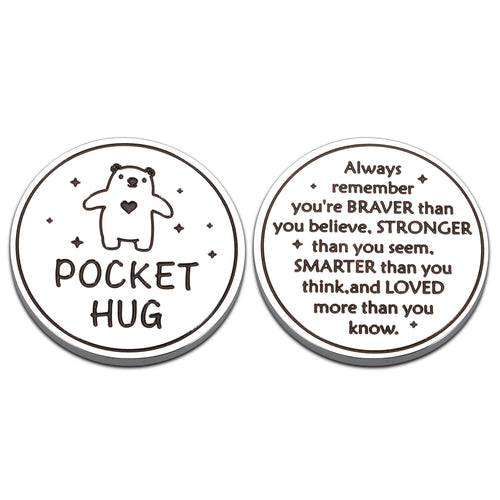 Pocket Hug Token for Husband Boyfriend Christmas Valentines Gift Stocking Stuffer Graduation Gift for Friends Son Daughter Teen Boys Girls Long Distance Relationship Gift Always Remember You are Braver