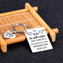 Load image into Gallery viewer, Bible Verse Keychain Religious Faith Christian Gifts for Women Men for He Will Order His Angels to Protect You Wherever You Go Faith Key Chain Thanksgiving Birthday Christmas Easter Prayer Gifts