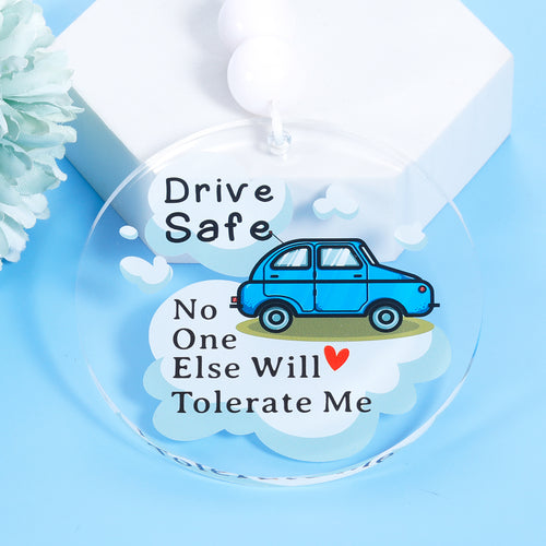 Gifts for Men Stocking Stuffers for Teens Christmas Gifts for Boyfriend Husband Anniversary Valentines Day Gifts New Driver Gifts Drive Safe Funny Gifts for Teen Boys Acrylic Car Mirror Hanging Charm