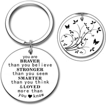 Load image into Gallery viewer, Inspirational Encouragement Keychain Graduation Anniversary Birthday Family Presents for Son Daughter You are Braver Than You Believe Stronger Keyring Christmas Presents for Women Men Teen Girls