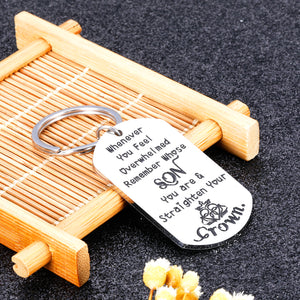 Inspirational Keychain to My Son Gift from Mom Encouragement Graduation Gift for College Student Teen Boys Step Son Birthday Christmas Stocking Stuffers Gifts for Kids from Mommy Stepmom Keyring