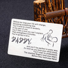 Load image into Gallery viewer, Inspirational Engraved Wallet Inserts to My Son Christmas Gifts with Motivational Quote Men Wallet Insert Cards for Birthday Graduation Gifts Before Too Long Your Life Will Change Wallet Card