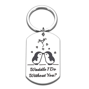 Funny Gifts for Boyfriend Girlfriend Stocking Stuffers for Wife Husband Christmas Gifts Anniversary Birthday Romantic Penguin Gifts for Him Her Valentines Day Lesbian Gifts Cute Keychain for Couples
