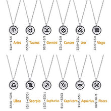 Load image into Gallery viewer, Cancer 12 Zodiac Necklace Star Birth Sign Necklace Gifts Horoscope Necklace Silver Tone 16&quot; - 18&quot; Chain Astrology Jewelry Pendant For Women Girls Constellation Celestial Necklace Zodiac Gifts