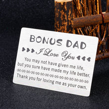 Load image into Gallery viewer, Wallet Card Inserts from Daughter Son Dda Christmas Gifts Bonus Dad Gifts for Bonus Dad Stepdad Metal Wallet Insert Card Birthday Christmas Thanksgiving Appreciation Father-in-Law Day Daddy Key Ring
