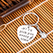 Load image into Gallery viewer, Guitar Pick Gifts for Music Lover Keychain for Music Stuff Musician Unique Fathers’ Day Gift for Boyfriend Husband Son Dad I’d Pick You Guitar Accessories Present for Christmas Valentines Day