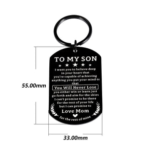 Gifts for Son Stocking Stuffers for Kids Son Gifts from Mom Inspirational Birthday Keychain for Stepson Adopted Son Boys Graduation Back to School College Students Gifts for Childs Teens