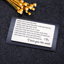 Load image into Gallery viewer, Wallet Insert Card Christmas Gift For Men Husband From Wife Girlfriend Boyfriend Birthday Gifts Metal Mini Love Note Valentine Wedding Gifts For Groom Bride Him Her Deployment Gifts