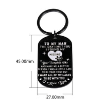 Load image into Gallery viewer, To My Man Keychain Christmas Anniversary Gift To Husband Men Valentines Day Gift for Fiance Boyfriend From Girlfriend Wife I Love You Gifts For Husband Birthday Keychain Romantic Gift For Him