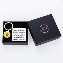 Load image into Gallery viewer, Initial Sunflower Charm Keychain Inspirational Gifts for Women Teen Girls Graduation Birthday Christmas Anniversary Friendship Gifts for BFF coworkers students Spiritual Floral Keyring Jewelry