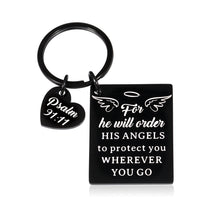 Load image into Gallery viewer, Christmas Gifts Bible Verse Keychain Religious Christian Prayer Gods Keyring for Women Men for He Will Order His Angels to Protect You Wherever You Go Faith Key Chain Thanksgiving Birthday Christmas Easter Prayer Gifts