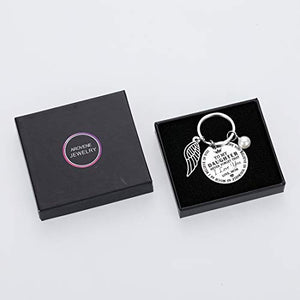 Daughter Gifts from Mom Inspirational Keychain Gift Valentines Birthday Graduation Key Ring to Girls From Mother Never Forget I Love You