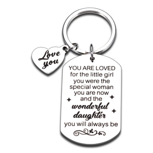 Daughter Gifts from Mom Girls Stocking Stuffers for Kids 18th 21st Birthday Christmas Graduation Gifts for Daughter in Law Wedding Pregnant Mom New Mom Gift Keychain for Her Stepdaughter from Dad
