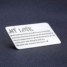 Load image into Gallery viewer, Brand: Arovene Christmas Gifts Anniversary Wallet Insert Card for Him Her Boyfriend Birthday Gifts from Wife Girlfriend Valentines Day Gifts for Husband Fiance from Wifey Hubby Thanksgiving Stocking Stuffers Wedding Present Card