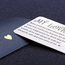 Load image into Gallery viewer, Brand: Arovene Christmas Gifts Anniversary Wallet Insert Card for Him Her Boyfriend Birthday Gifts from Wife Girlfriend Valentines Day Gifts for Husband Fiance from Wifey Hubby Thanksgiving Stocking Stuffers Wedding Present Card