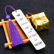 Load image into Gallery viewer, Christmas Gifts She Believe She Could So She Did Bookmark Inspirational 2022 Gradutaion Bookmark with Tassel for Women Her Girl Book Lover Birthday Valentine Stocking Stuffers Gifts Nurse Best Friends Coworker Leaving Gifts