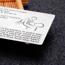 Load image into Gallery viewer, Inspirational Engraved Wallet Inserts to My Son Christmas Gifts with Motivational Quote Men Wallet Insert Cards for Birthday Graduation Gifts Before Too Long Your Life Will Change Wallet Card