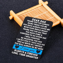 Load image into Gallery viewer, to My Dad Wallet Card Inserts from Daughter Metal Wallet Insert Card for Daddy Stepdad Father in Law Dad Birthday Christmas Gifts for Stepfather Grandfather Thanksgiving Appreation Present