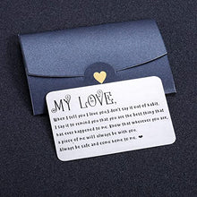 Load image into Gallery viewer, Brand: Arovene Christmas Gifts Anniversary Wallet Insert Card for Him Her Boyfriend Birthday Gifts from Wife Girlfriend Valentines Day Gifts for Husband Fiance from Wifey Hubby Thanksgiving Stocking Stuffers Wedding Present Card
