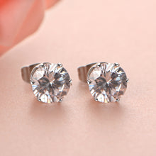 Load image into Gallery viewer, Jewelry Women&#39;s Stainless Steel Round Clear Cubic Zirconia Stud Earring (6 Pairs)