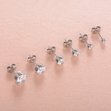 Load image into Gallery viewer, Jewelry Women&#39;s Stainless Steel Round Clear Cubic Zirconia Stud Earring (6 Pairs)