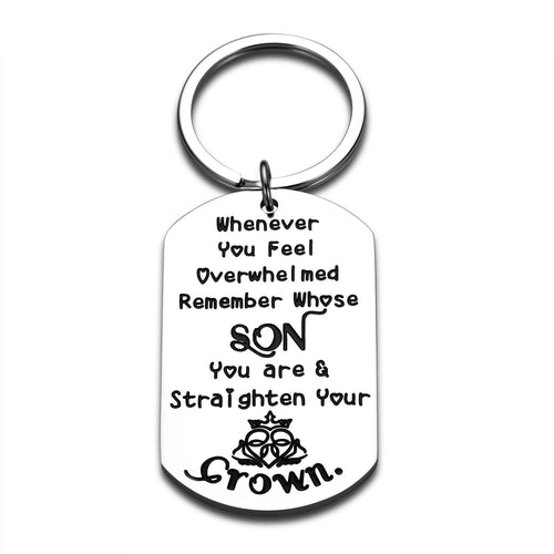Inspirational Keychain to My Son Gift from Mom Encouragement Graduation Gift for College Student Teen Boys Step Son Birthday Christmas Stocking Stuffers Gifts for Kids from Mommy Stepmom Keyring
