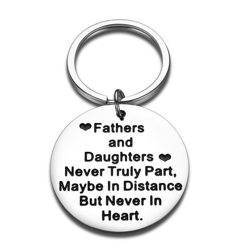 Dad Keychain Christmas Present from Daughter Fathers Day for Daddy Papa Thank You Present Fathers and Daughters Never Truly Part Dad Daughter Birthday Present for Men Dad Grandfather Key Ring