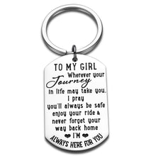 Load image into Gallery viewer, to My Daughter Keychain 16 18 Birthday Christmas Inspirational Gifts for Little Girls from Mom Dad Graduation Anniversary Valentine Day GIFS for Step Daughter Women Teen Girls Kids Keyring Jewelry