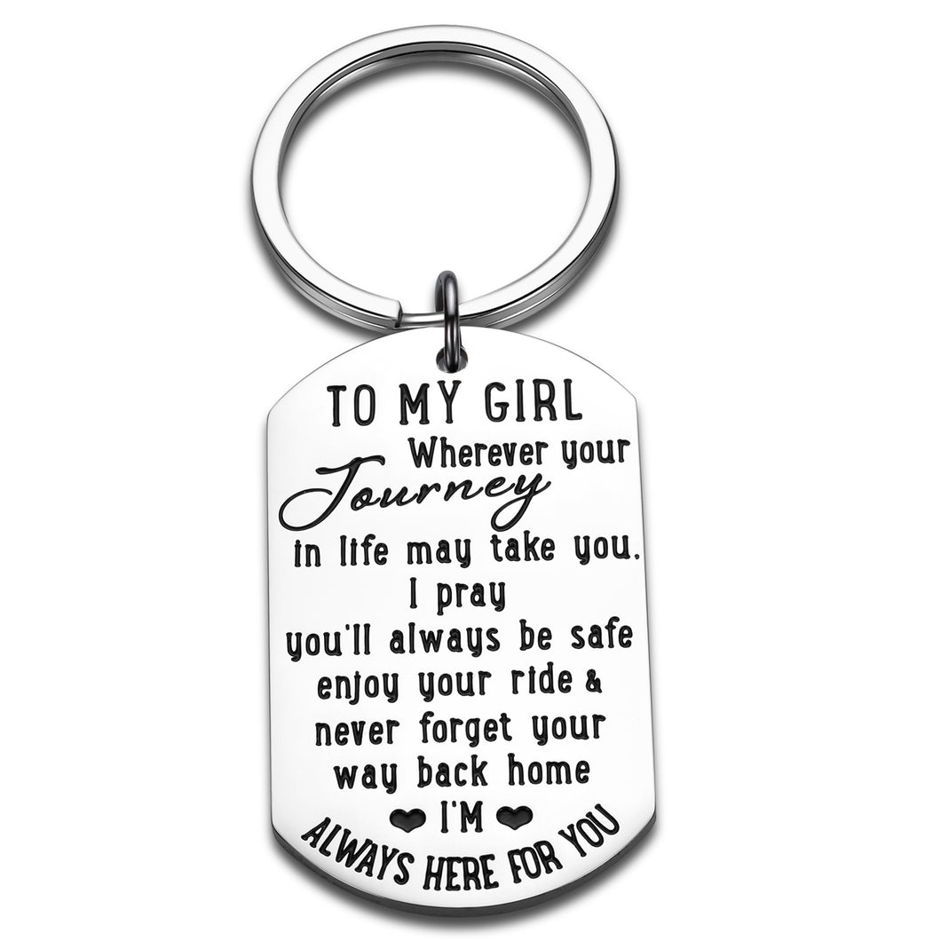 to My Daughter Keychain 16 18 Birthday Christmas Inspirational Gifts for Little Girls from Mom Dad Graduation Anniversary Valentine Day GIFS for Step Daughter Women Teen Girls Kids Keyring Jewelry