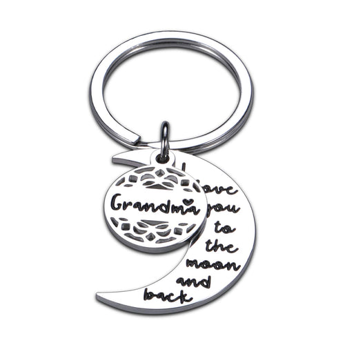 Christmas Gift Grandma Keychain from Granddaughter I Love You to The Moon and Back Keychain Gifts for Grandmother Mothers Day Gift from Ggrandson Grandchild Keyring Birthday Stocking Stuffers Valentines Thanksgiving Day