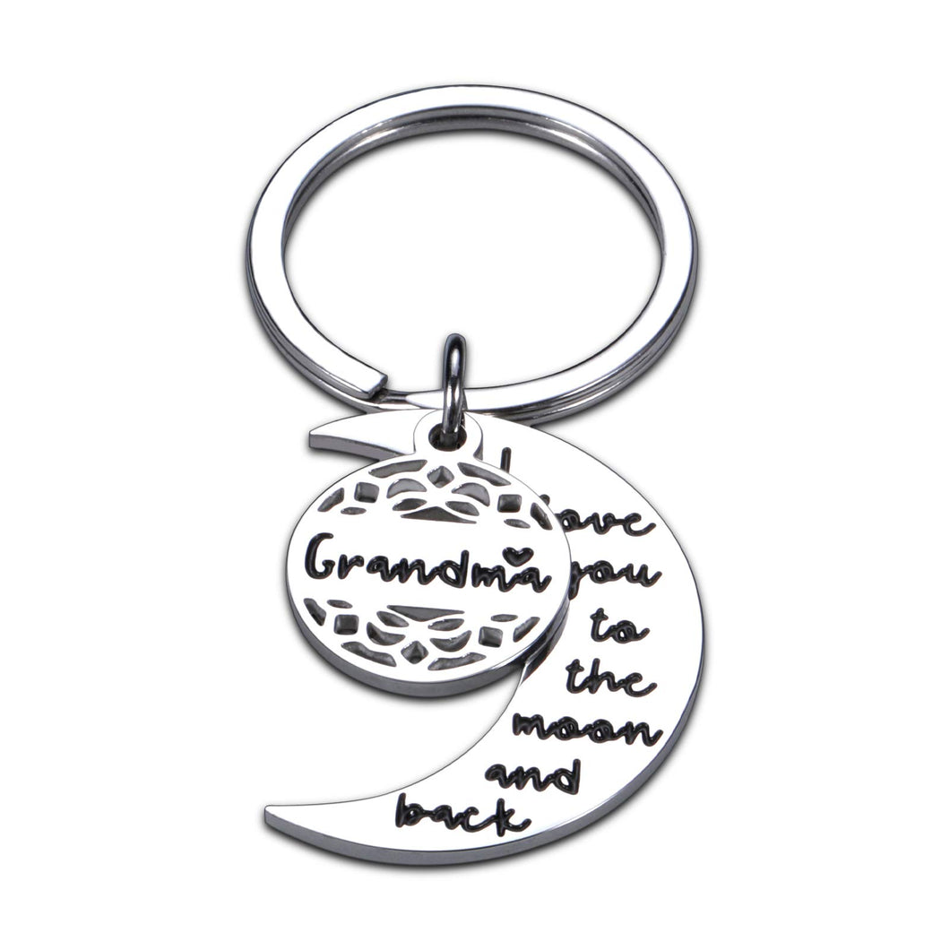 Christmas Gift Grandma Keychain from Granddaughter I Love You to The Moon and Back Keychain Gifts for Grandmother Mothers Day Gift from Ggrandson Grandchild Keyring Birthday Stocking Stuffers Valentines Thanksgiving Day