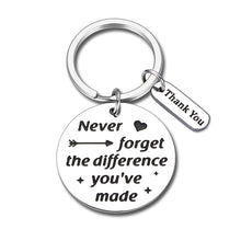 Load image into Gallery viewer, Coworker Leaving Gifts Appreciation Keychain Never Forget The Difference You&#39;ve Made Keychains for ColleagueFriends Coach Retirement Thank You Gifts Boss Leader Work Team Birthday Christmas Keyring Brand: Arovene