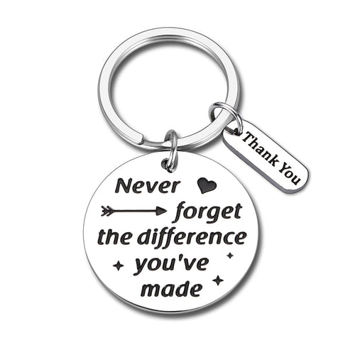 Coworker Leaving Gifts Appreciation Keychain Never Forget The Difference You've Made Keychains for ColleagueFriends Coach Retirement Thank You Gifts Boss Leader Work Team Birthday Christmas Keyring Brand: Arovene