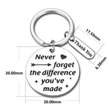Load image into Gallery viewer, Coworker Leaving Gifts Appreciation Keychain Never Forget The Difference You&#39;ve Made Keychains for ColleagueFriends Coach Retirement Thank You Gifts Boss Leader Work Team Birthday Christmas Keyring Brand: Arovene