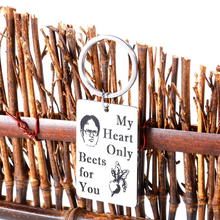 Load image into Gallery viewer, Christmas Gifts Funny Valentines Day Keychain Office TV Show Gifts for Boyfriend Wife from Girlfriend Husband Anniversary Birthday Gift for Fans Women Men My Heart Only Beets for You Christmas Couple Present Stocking Stuffers