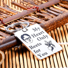 Load image into Gallery viewer, Christmas Gifts Funny Valentines Day Keychain Office TV Show Gifts for Boyfriend Wife from Girlfriend Husband Anniversary Birthday Gift for Fans Women Men My Heart Only Beets for You Christmas Couple Present Stocking Stuffers